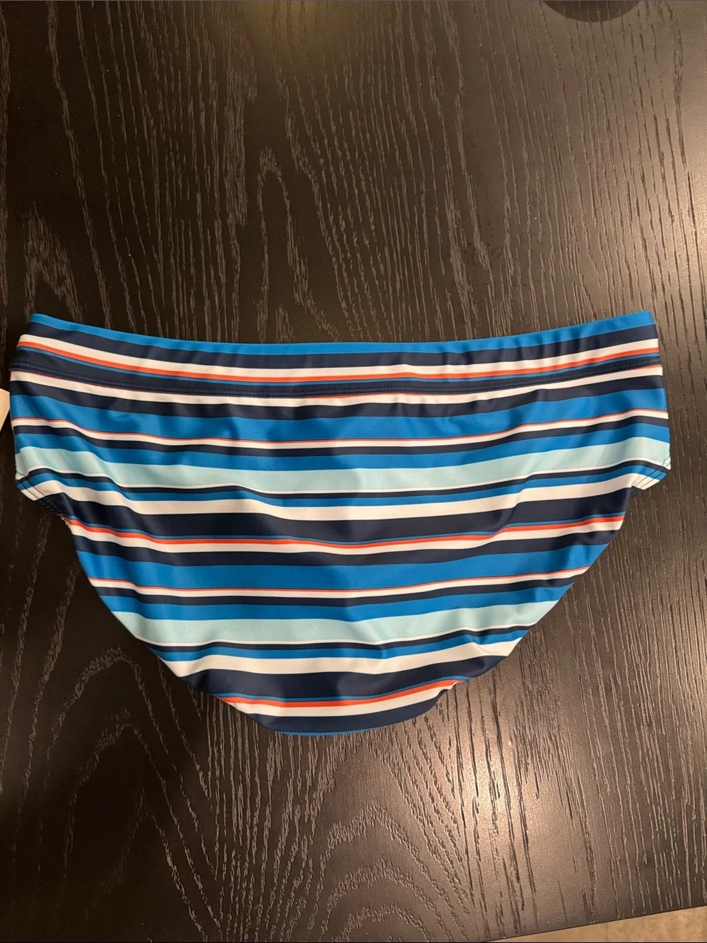 2xist Men's Rio Striped Blue Swim Briefs with White Drawstring